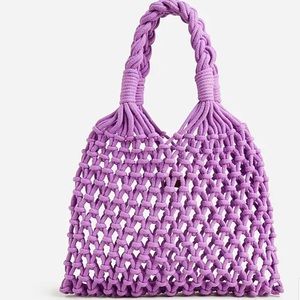 💜 J.Crew Small Cadiz Hand-Knotted Rope Tote Bag Radiant Orchid Purple NWT